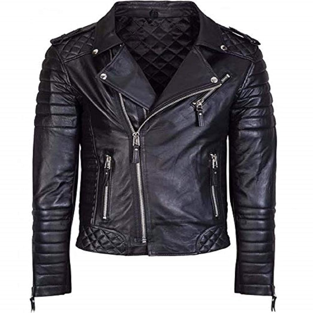 Men's Diamond Quilted Kay Michael Soft Leather Black Slim